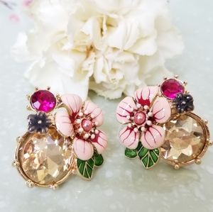 Floral Citron Hand Painted Stud Earrings